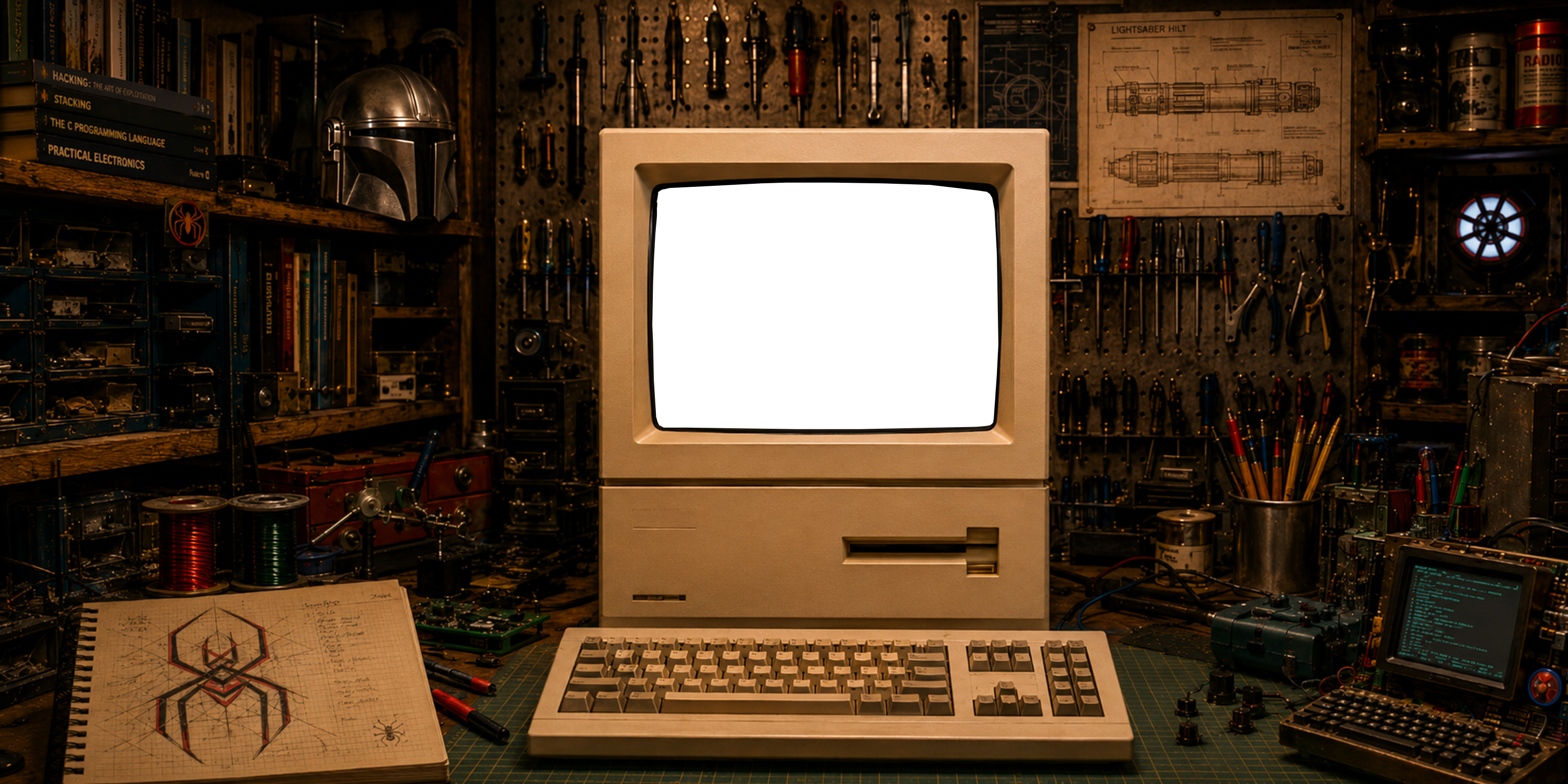 Computador retrô — tela de projetos